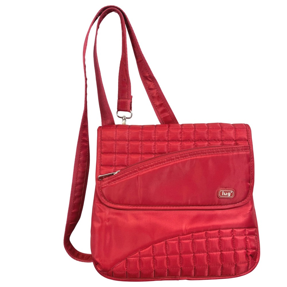 Lug Red Quilted Convertible Crossbody Shoulder Bag Travel Flap Closure